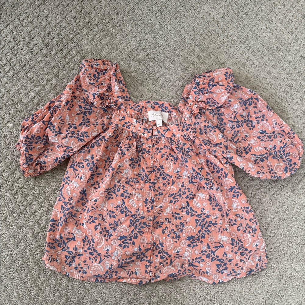 Cleobella Pink and Blue Floral Blouse